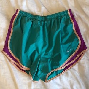 Teal/Purple/Peach Nike Tempo shorts